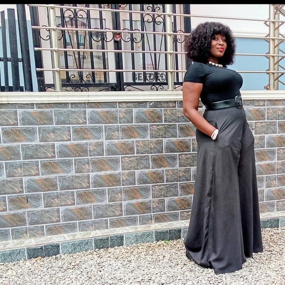 Handmade flared pants.multiple sizes and colors. faux silk.very long and trendy! - Picture 4 of 4